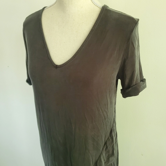 Dolan Left Coast Collection | Anthropologie Dark Gray Cupro Dress - Picture 4 of 10